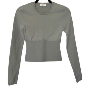 Aritzia Babaton‎ Slim Fit Ribbed Long Sleeve Top Muted Green